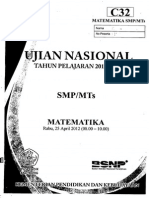 Naskah Soal UN Matematika SMP (Paket C32)