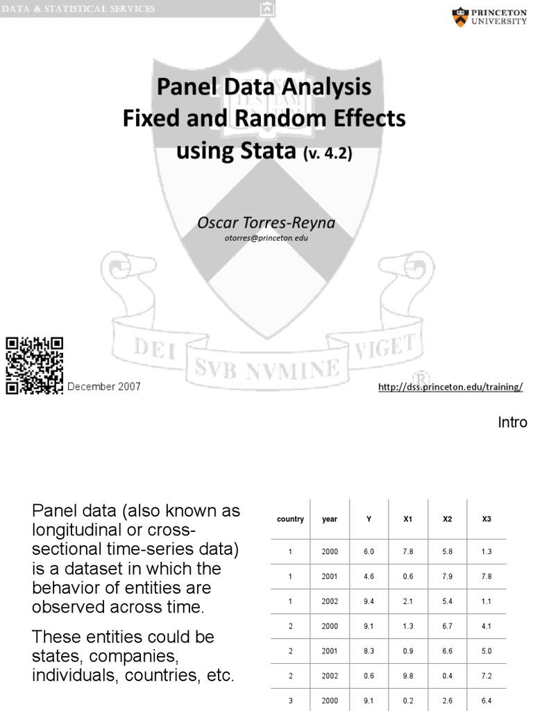 Stata Panel Data Analysis Guide | PDF | Fixed Effects Model ...