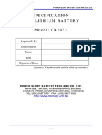 Dataseet cr2032 Batery Litium