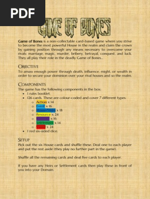 Game Of Bones Rules Ephemera Leisure Activities
