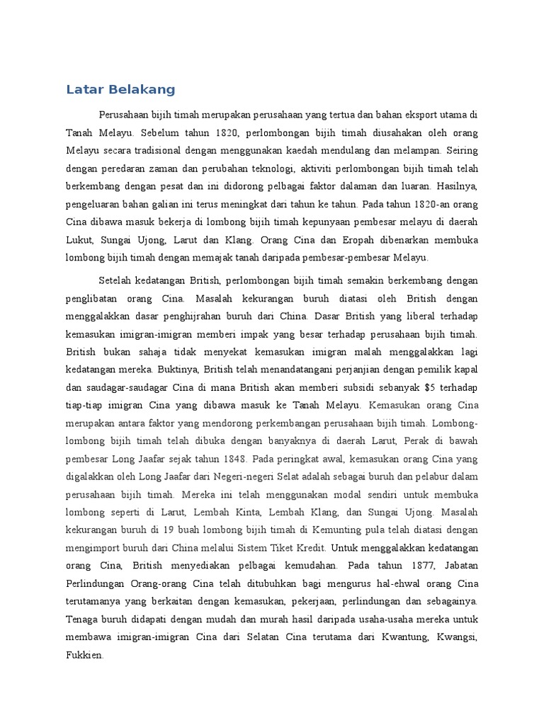 Kaedah Perlombongan Selepas Kedatangan British Pdf
