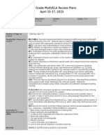 Third Grade Math/ELA Review Plans April 13-17, 2015: Math and English/Language Arts N/a (Test Review) Pope