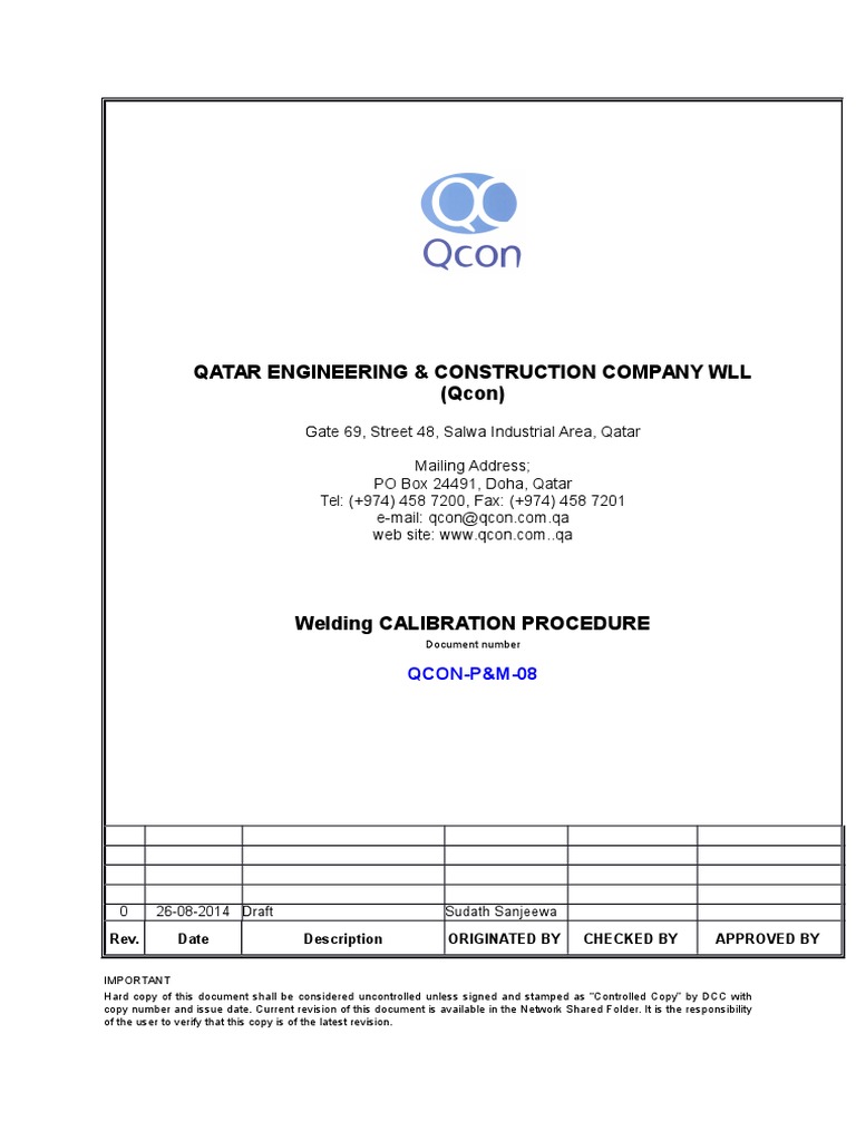 Welding Machine Calibration Procedure Calibration Welding