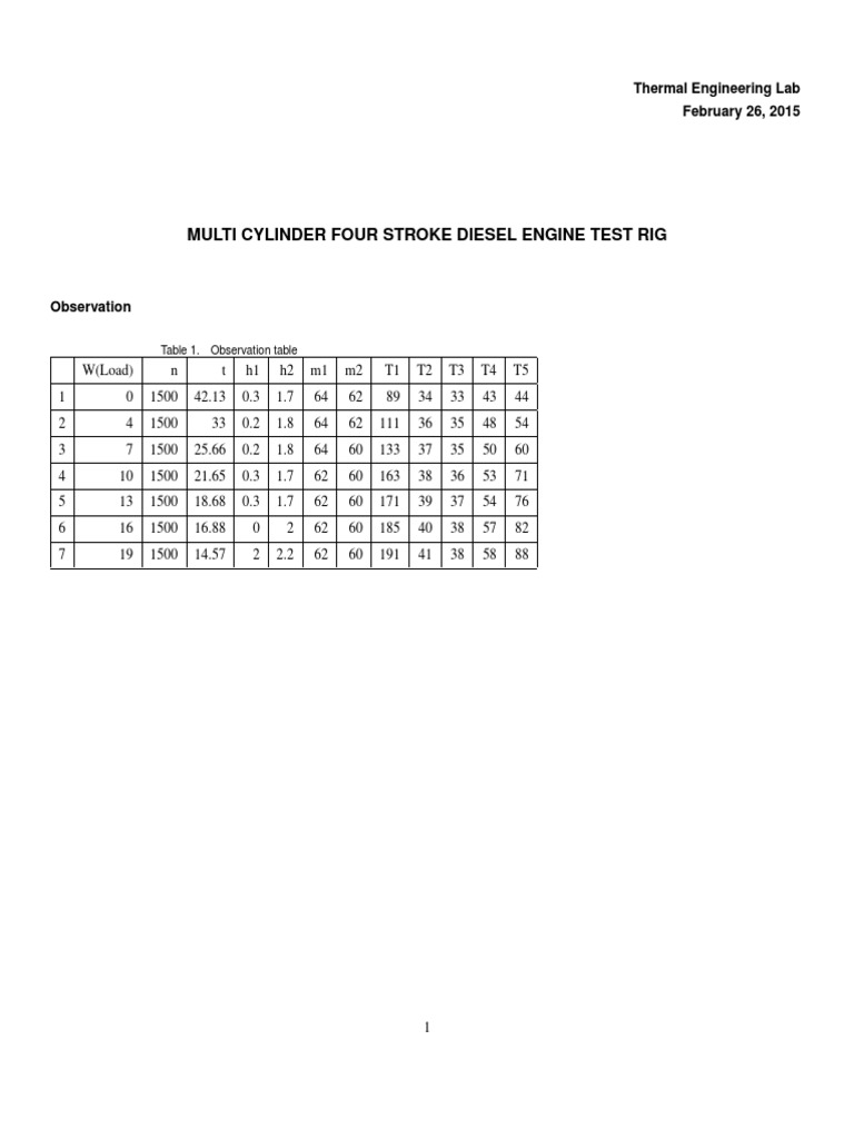 Diesel Engine Performance Analysis | PDF