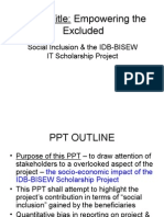 PPT's Title: Empowering The Excluded: Social Inclusion & The IDB-BISEW IT Scholarship Project