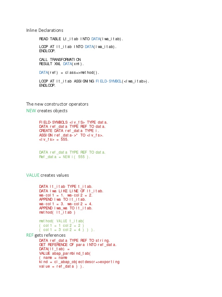 Few ABAP New Features | PDF | Json | Computer Programming