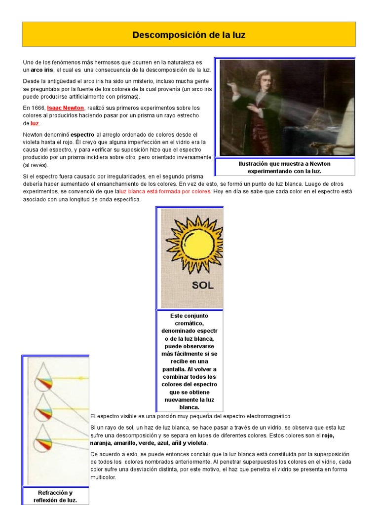 Descomposición de la luz y arco iris | PDF | Arco iris | Color