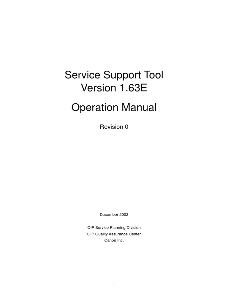 Service Support Tool Version 1.63E Operation Manual: Revision 0 | PDF ...