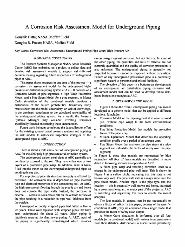 A Corrosion Risk Assessment Model For Underground Piping | PDF ...
