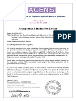 Acceptance& Invitation Letter: Asian Conference On Engineering and Natural Sciences