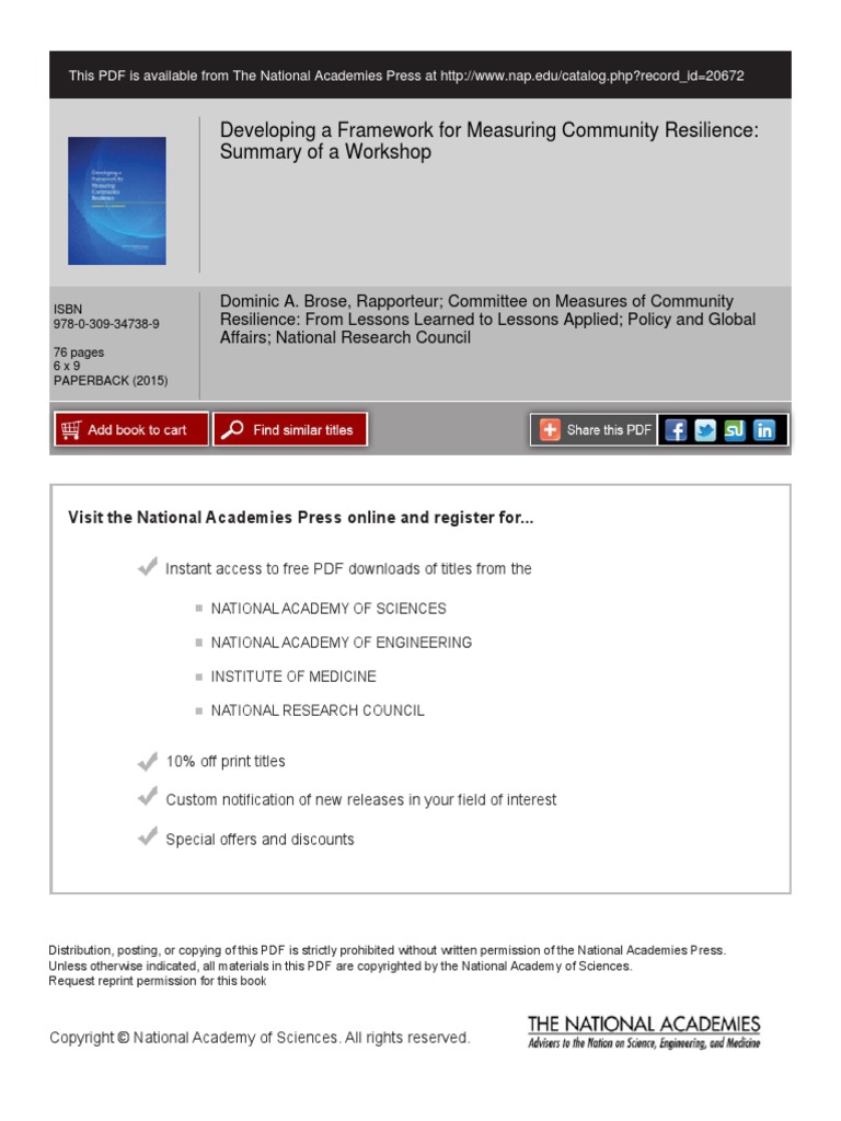 Developing A Framework For Measuring Community Resilience | PDF ...