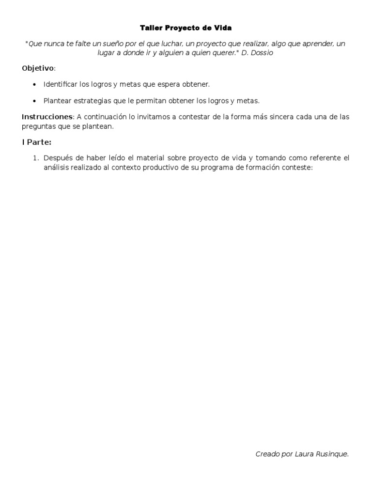 Taller para Crear un Proyecto de Vida | PDF | Software | Aprendizaje