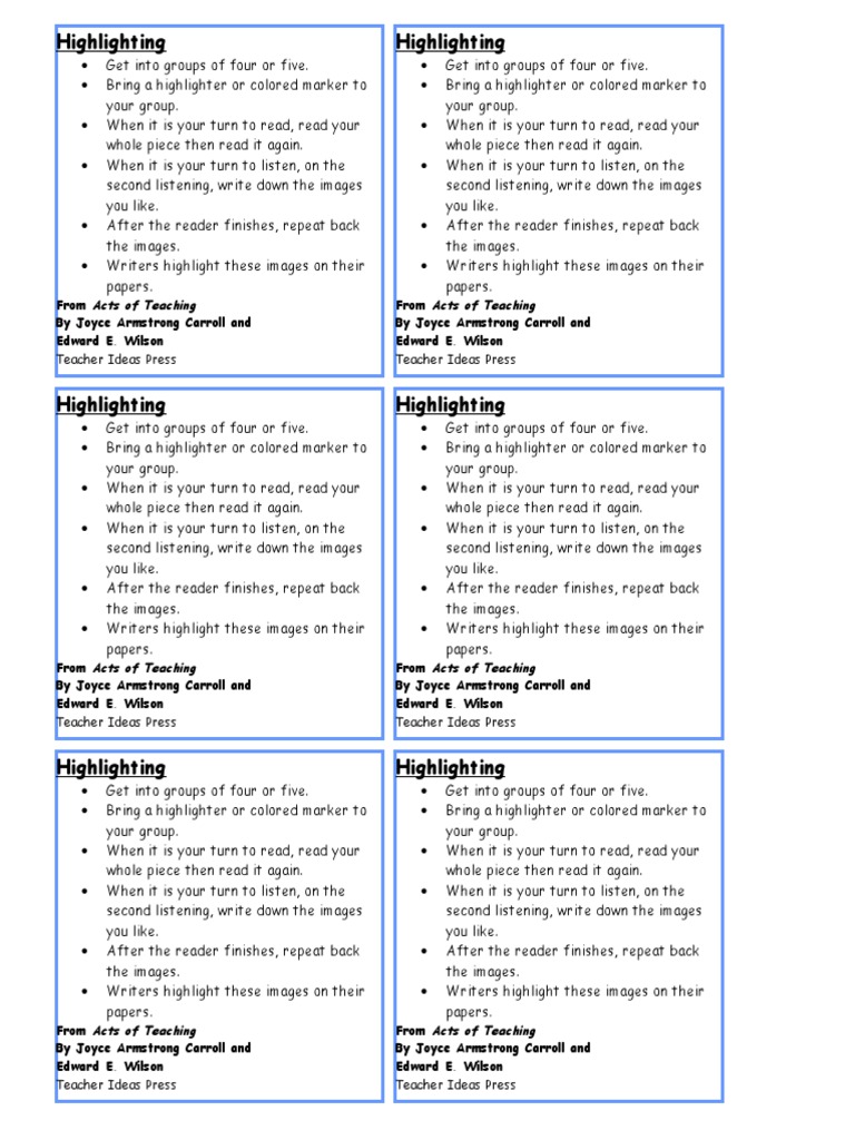 Highlighting Highlighting: Teacher Ideas Press Teacher Ideas Press | PDF