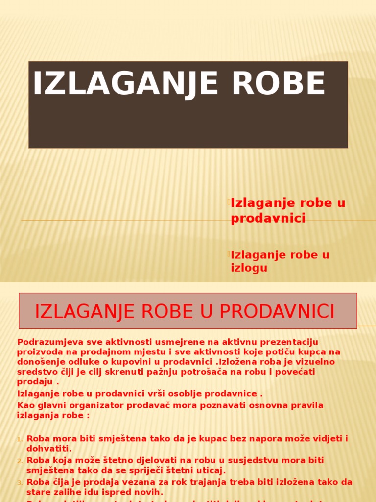 Izlaganje Robe | PDF