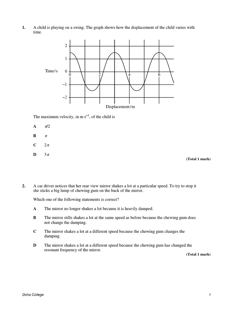 Oscillations QuestionsOscillations Questions Clock Oscillation