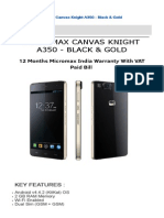 Micromax Canvas Knight A350 - Black & Gold: 12 Months Micromax India Warranty With VAT Paid Bill