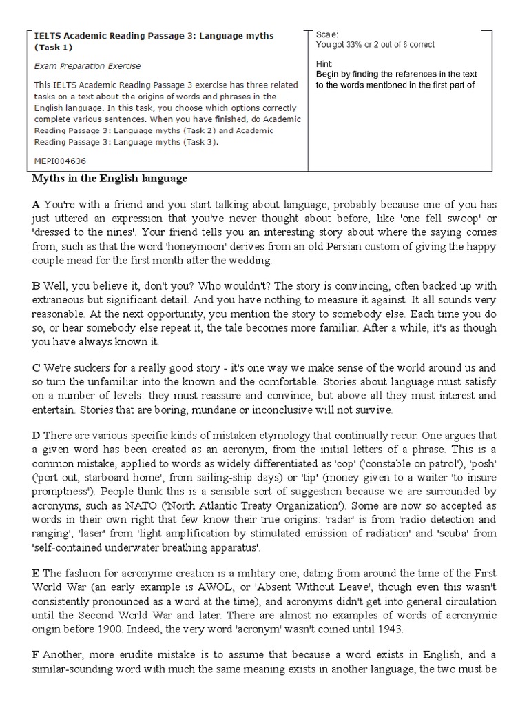 04 IELTS Academic Reading Passage 3 Language Myths Taksk 1