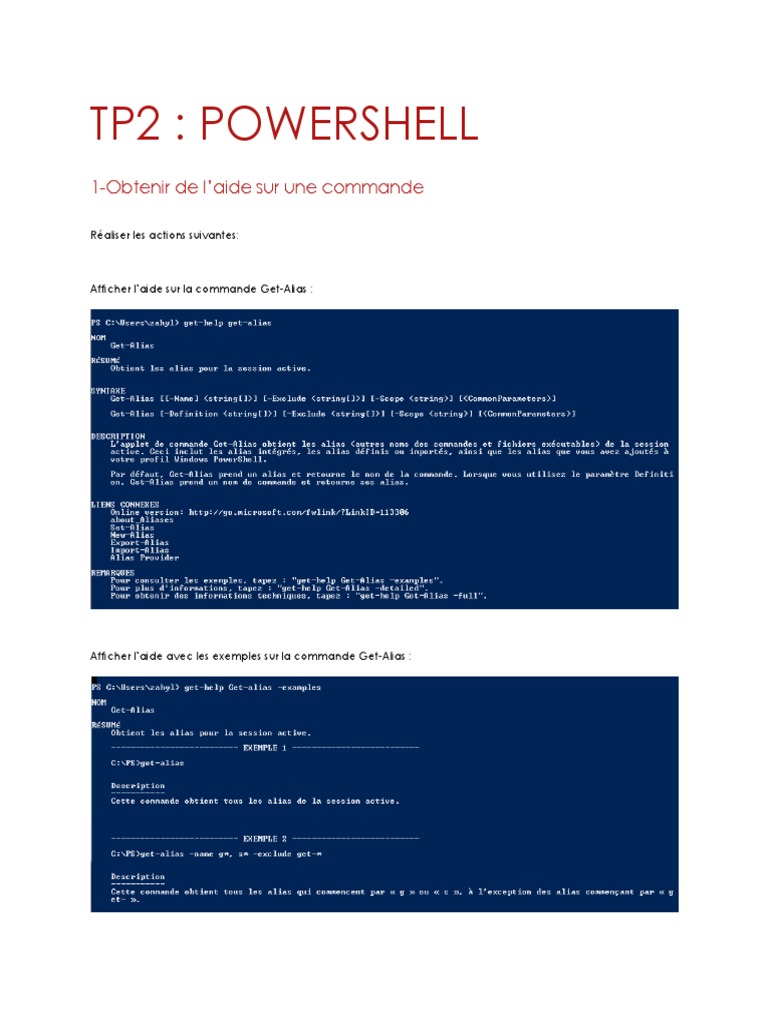 TP2 : Manipulation PowerShell | PDF | Système d'exploitation | Logiciel ...