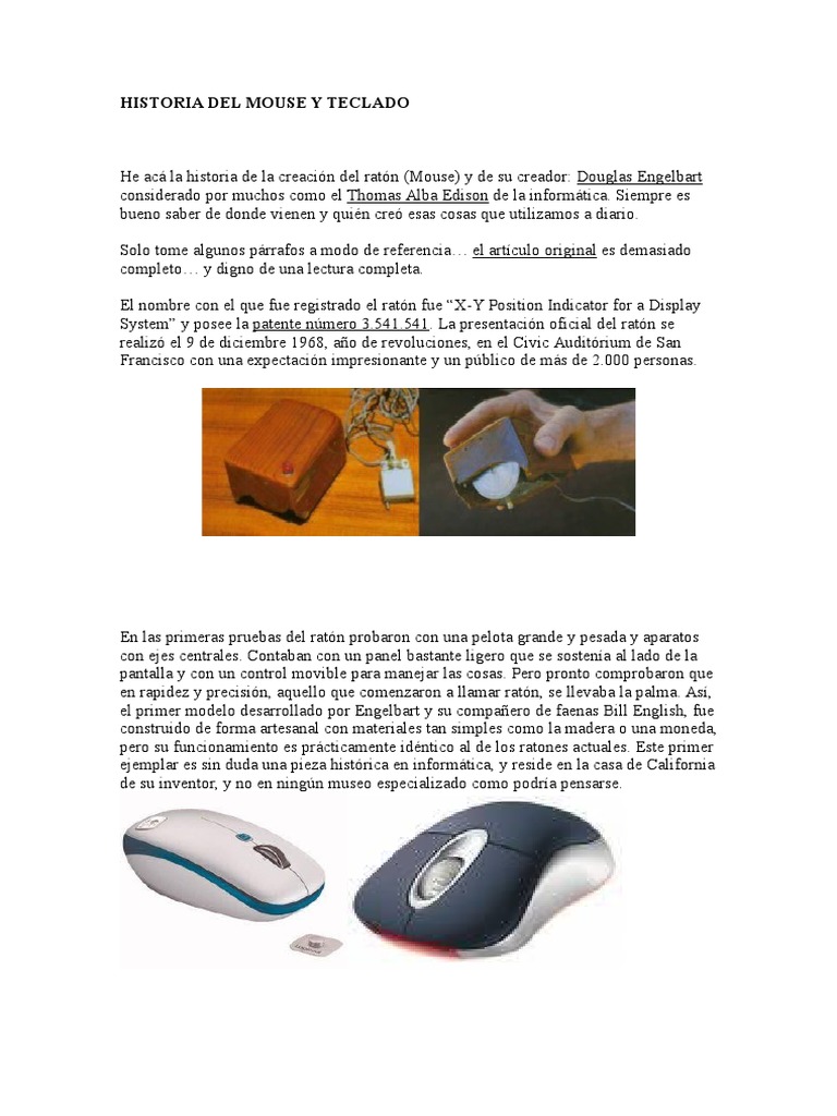 Historia Del Mouse y Teclado | PDF | Teclado | Informática