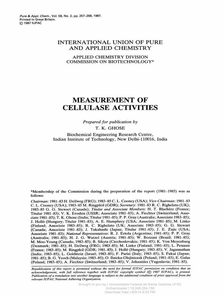 Measurement of Cellulase Activities PDF Physical Sciences Chemical Substances