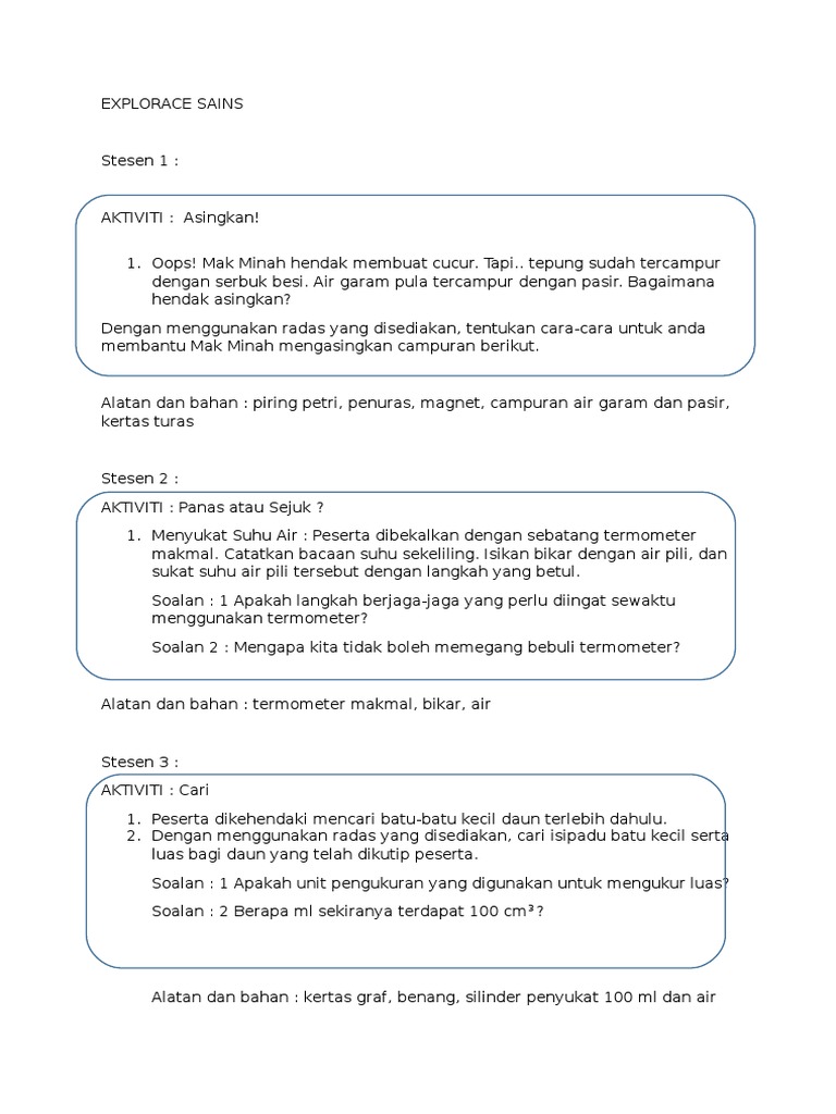 Aktiviti Explorace Pdf