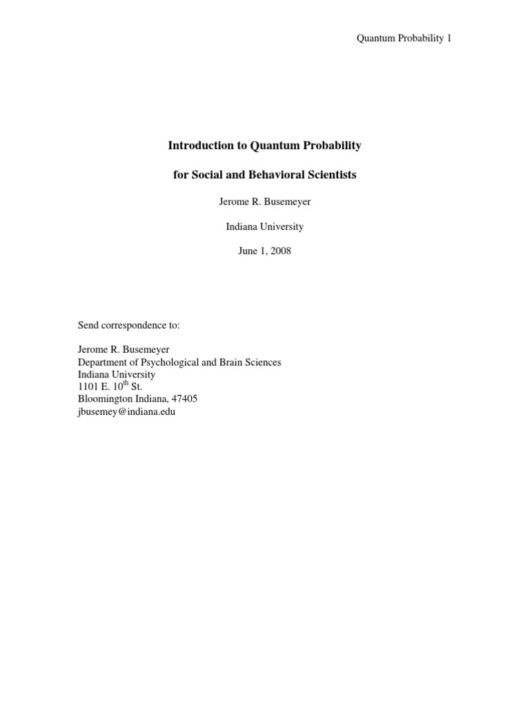 Intro Quantum Probability | PDF | Probability Theory | Basis (Linear ...
