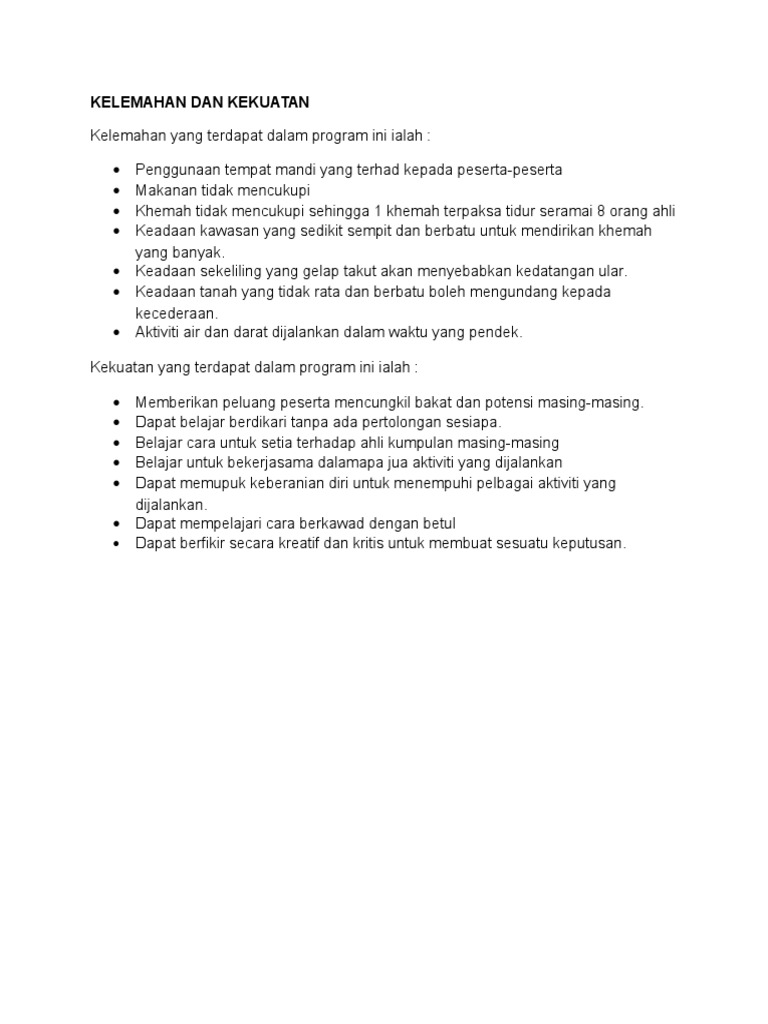 Kelemahan Dan Kekuatan Pdf