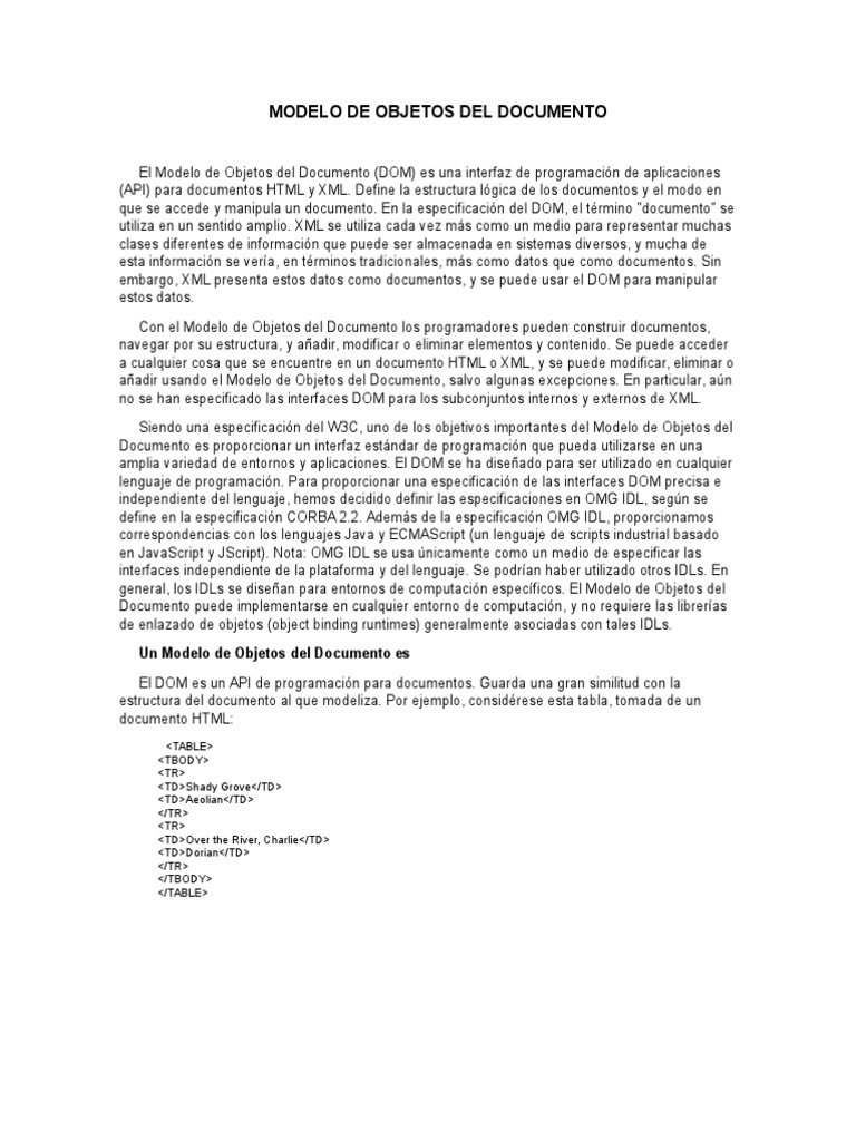 Modelo de Objetos Del Documento | PDF | Modelo de objeto de documento ...
