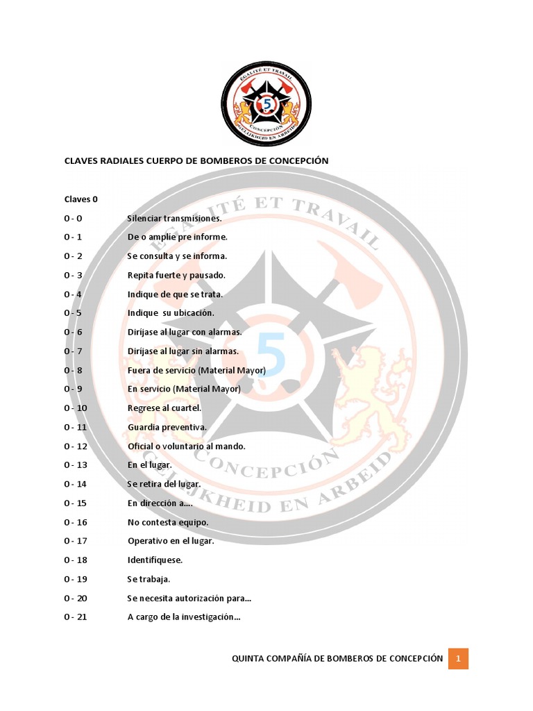 Claves Radiales 2015 PDF Bombero Seguridad Pública