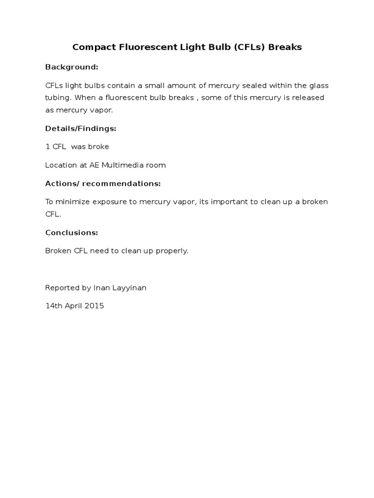 Compact Fluorescent Light Bulb | PDF