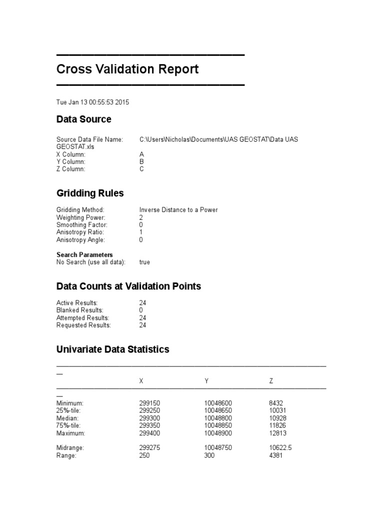 Cross Validation Report Summary | PDF