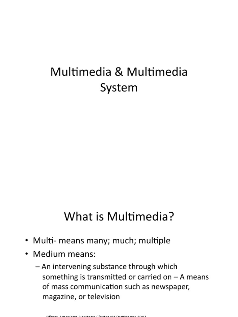 Multimedia System Introduction PDF Computing Digital Technology