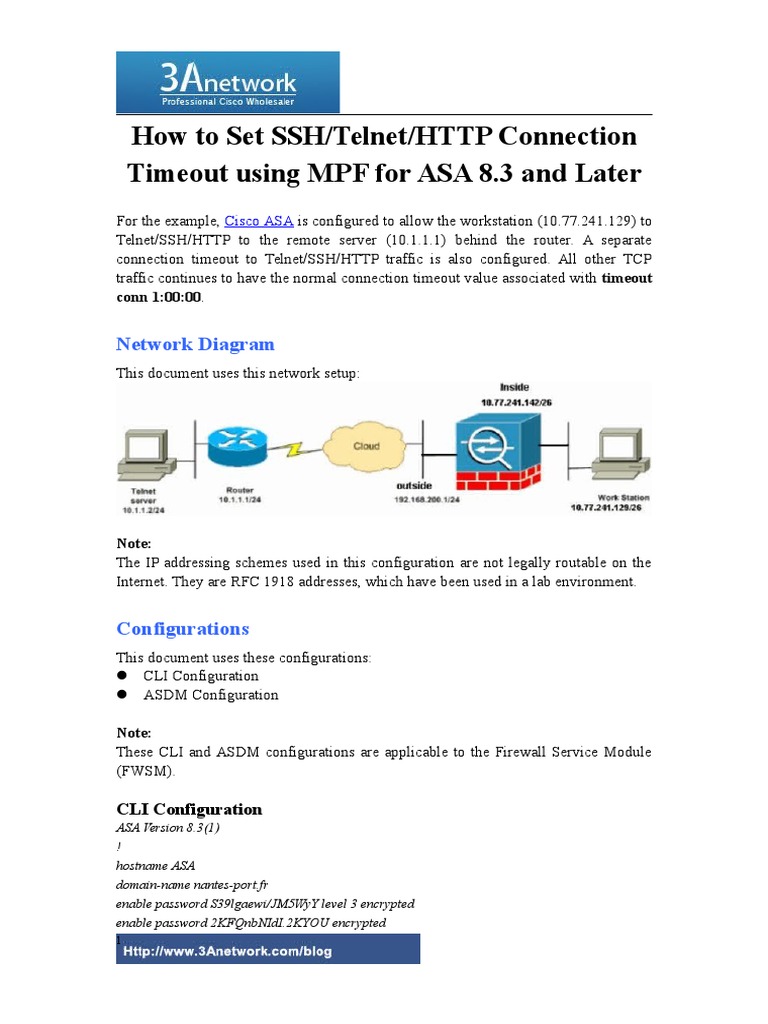 How To Set Connection Timeout Using MPF For ASA 8.3 and