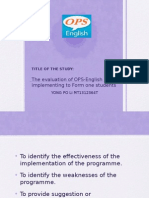 The Evaluation of OPS-English Implementing To Form One Students