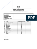 Front Page of Lab Report