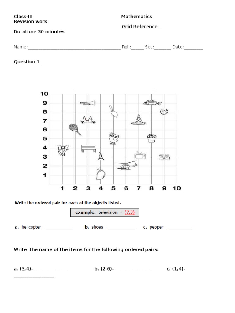 Class III Math Revision: Grid & Pictogram | PDF