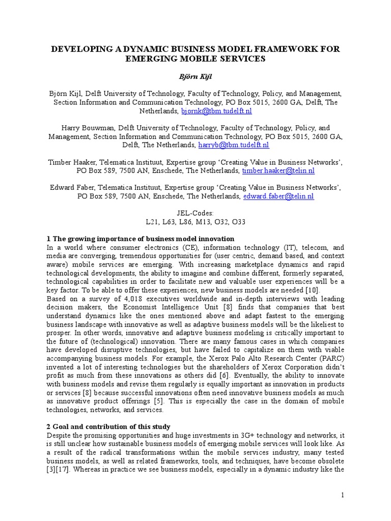 Developing Dynamic Business Model PDF Business Model Disruptive