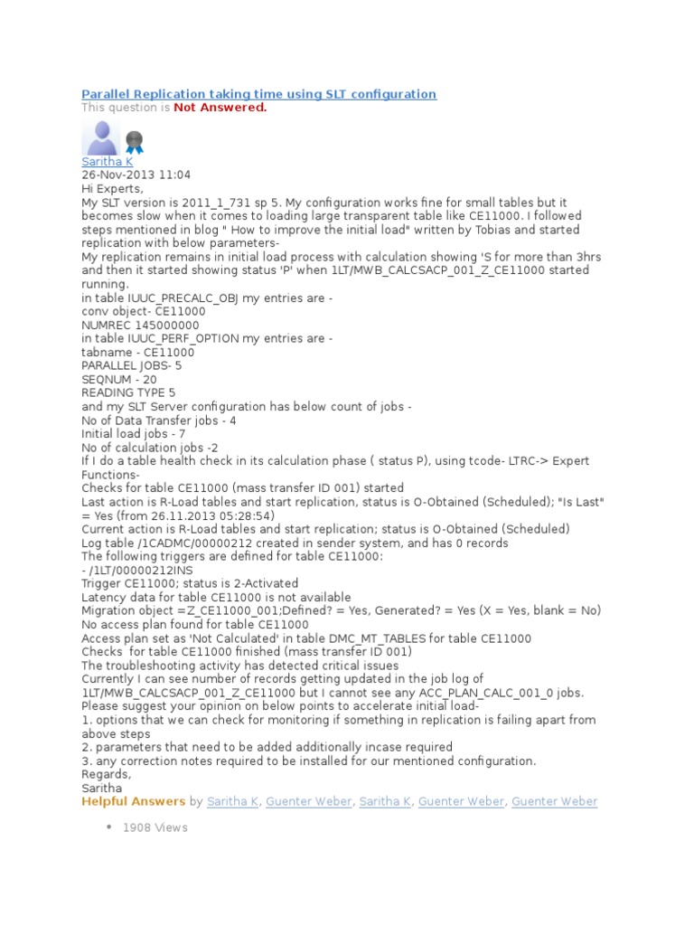 SLT Replication Issues with CE11000 Table | PDF | Replication ...
