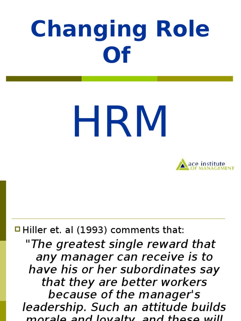 Changing Role Of HRM Human Resource Management Business