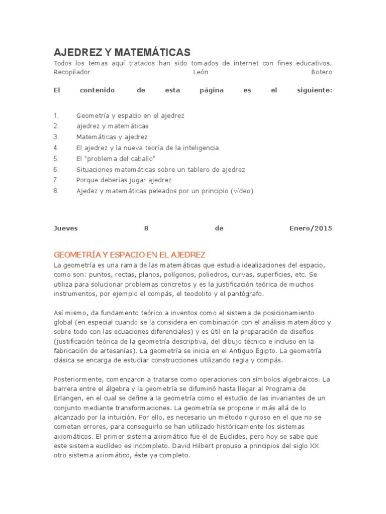 Leyenda del Ajedrez y el Trigo | PDF | Geometría | Axioma