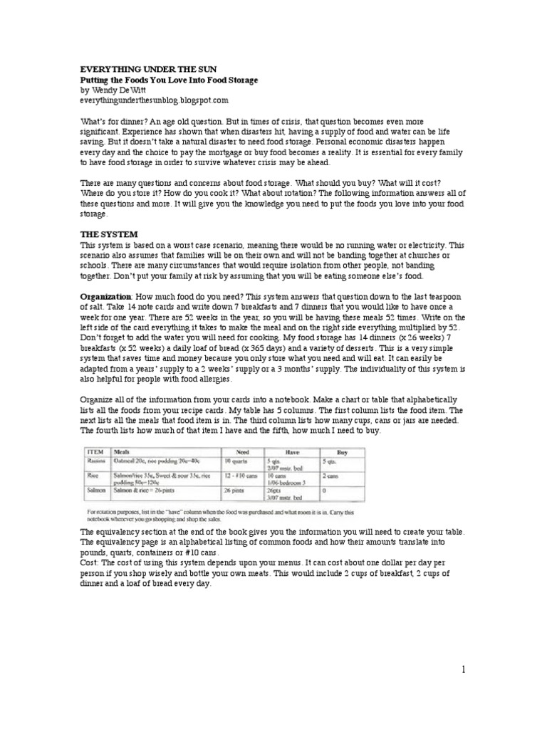 Wendy DeWitt Food Storage System Booklet | Chicken Soup | Oatmeal