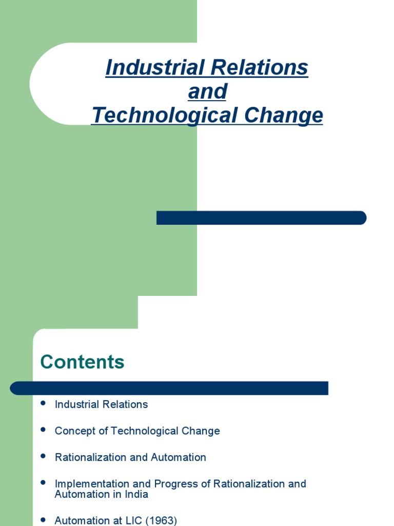 Industrial Relations & Tech Change Impact | PDF | Automation ...