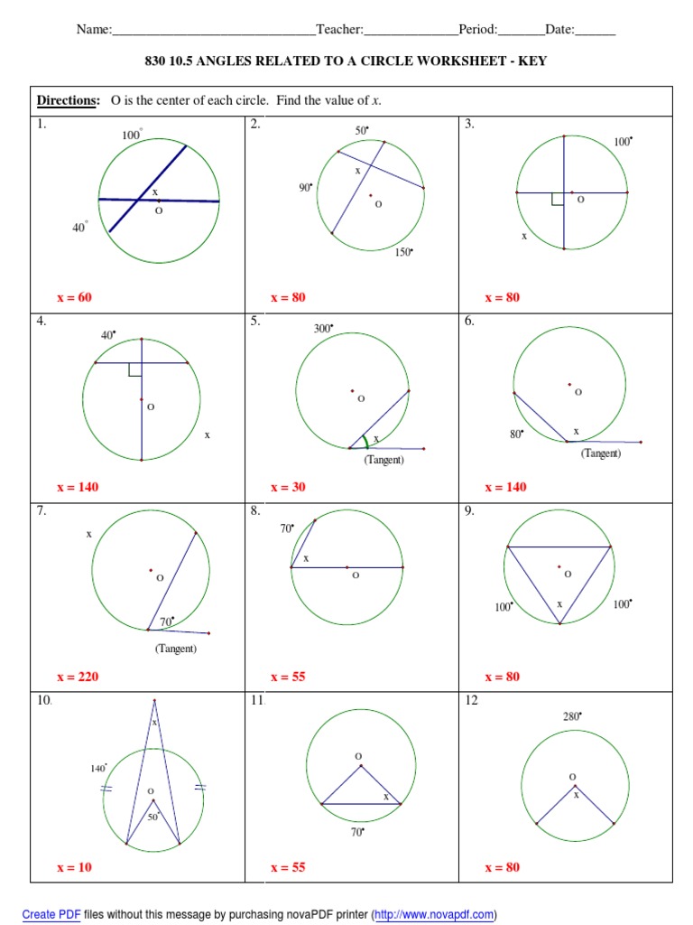 11 11.11 Worksheet Answers Inside Angles In A Circle Worksheet