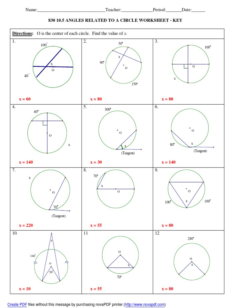 23 23.23 Worksheet Answers  PDF Inside Angles In A Circle Worksheet