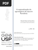 A Regionalização Do Agronegócio Da Soja Em Rondônia