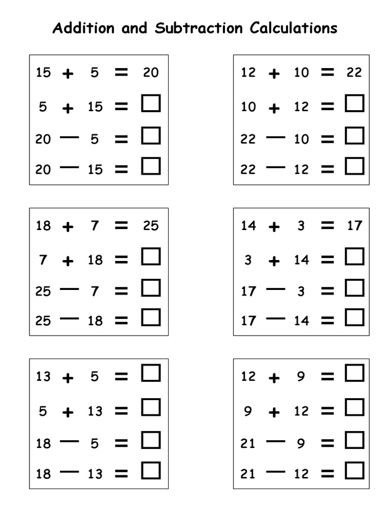 Basic Addition and Subtraction Practice | PDF