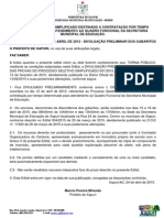 Edital 006 - Processo Seletivo 2015 - Divulgação Preliminar Dos Gabaritos