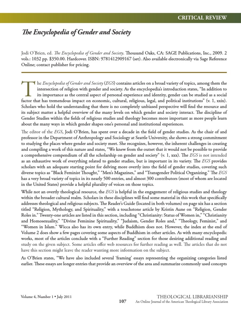 The Encyclopedia of Gender and Society | PDF | Gender | Gender Studies