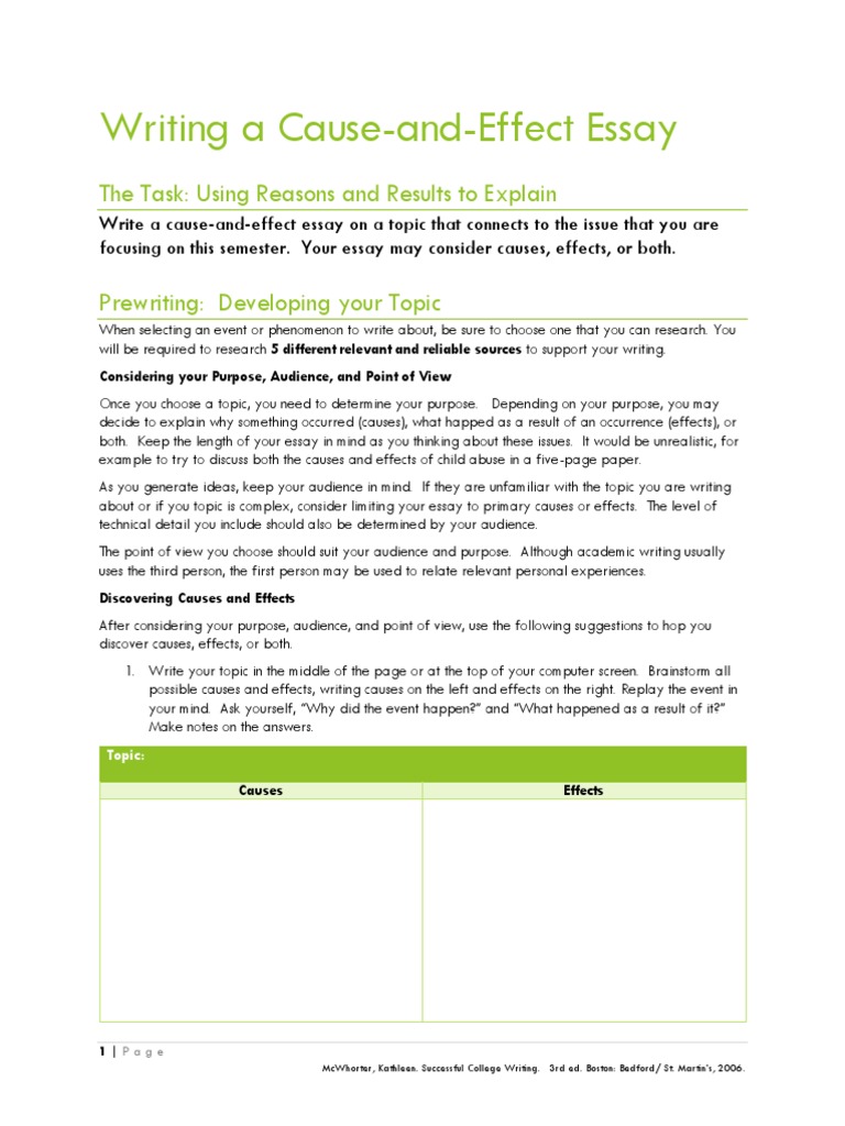 cause and effect assignment