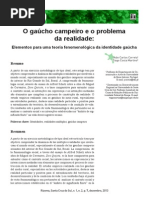 Elementos Para Uma Teoria Fenomenológica Da Identidade Gaúcha